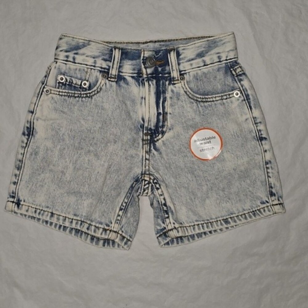 Wonder Nation Boys Size 4 Acid Wash Adjustable Waist Denim Shorts New